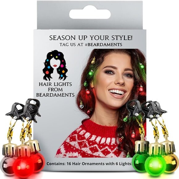 Light-Up Christmas Hair Accessories 16 Pc Colored Ornaments for Holiday Parties main image 7